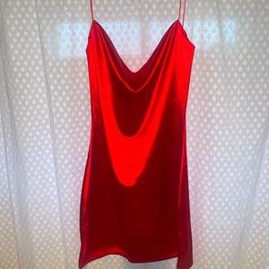 Zaful Red Cowl Neck A Line Dress